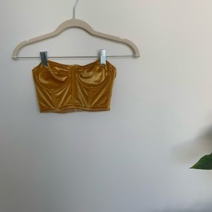 Urban Outfitters Gold Velvet Crop Corset Size S